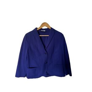 AKRIS Punto Women’s Soft Knit Blazer Purple Blue Stretch Comfort Size 12